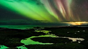 Preview wallpaper northern lights, starry sky, night, darkness