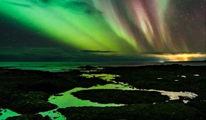 Preview wallpaper northern lights, starry sky, night, darkness