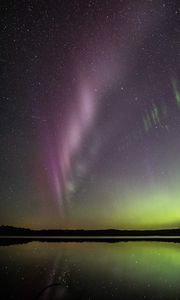 Preview wallpaper northern lights, stars, starry sky, lake, night