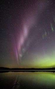 Preview wallpaper northern lights, stars, starry sky, lake, night
