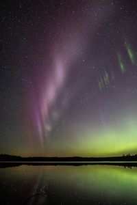 Preview wallpaper northern lights, stars, starry sky, lake, night