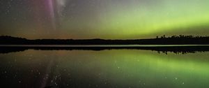 Preview wallpaper northern lights, stars, starry sky, lake, night