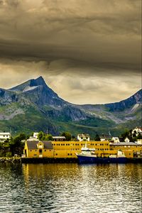 Preview wallpaper norway bay, fjord, marina, mountains, hdr