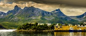 Preview wallpaper norway bay, fjord, marina, mountains, hdr