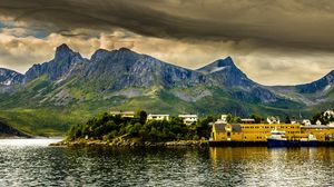Preview wallpaper norway bay, fjord, marina, mountains, hdr