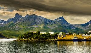 Preview wallpaper norway bay, fjord, marina, mountains, hdr