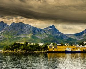 Preview wallpaper norway bay, fjord, marina, mountains, hdr