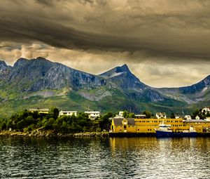 Preview wallpaper norway bay, fjord, marina, mountains, hdr