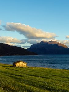 Preview wallpaper norway, bay, house, landscape