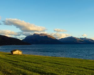 Preview wallpaper norway, bay, house, landscape