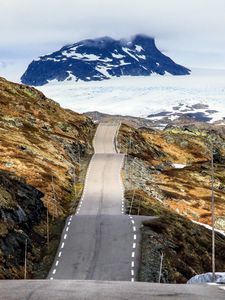 Preview wallpaper norway, road, mountain, snow