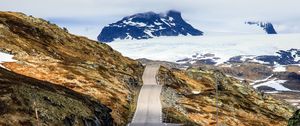 Preview wallpaper norway, road, mountain, snow