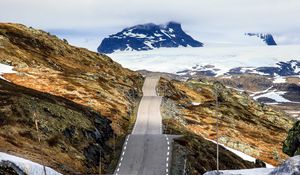 Preview wallpaper norway, road, mountain, snow