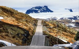 Preview wallpaper norway, road, mountain, snow