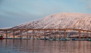 Preview wallpaper norway, tromso, bridge, fjord