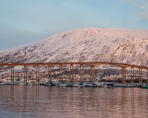 Preview wallpaper norway, tromso, bridge, fjord