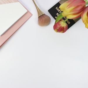 Preview wallpaper notebook, brush, tulips, minimalism