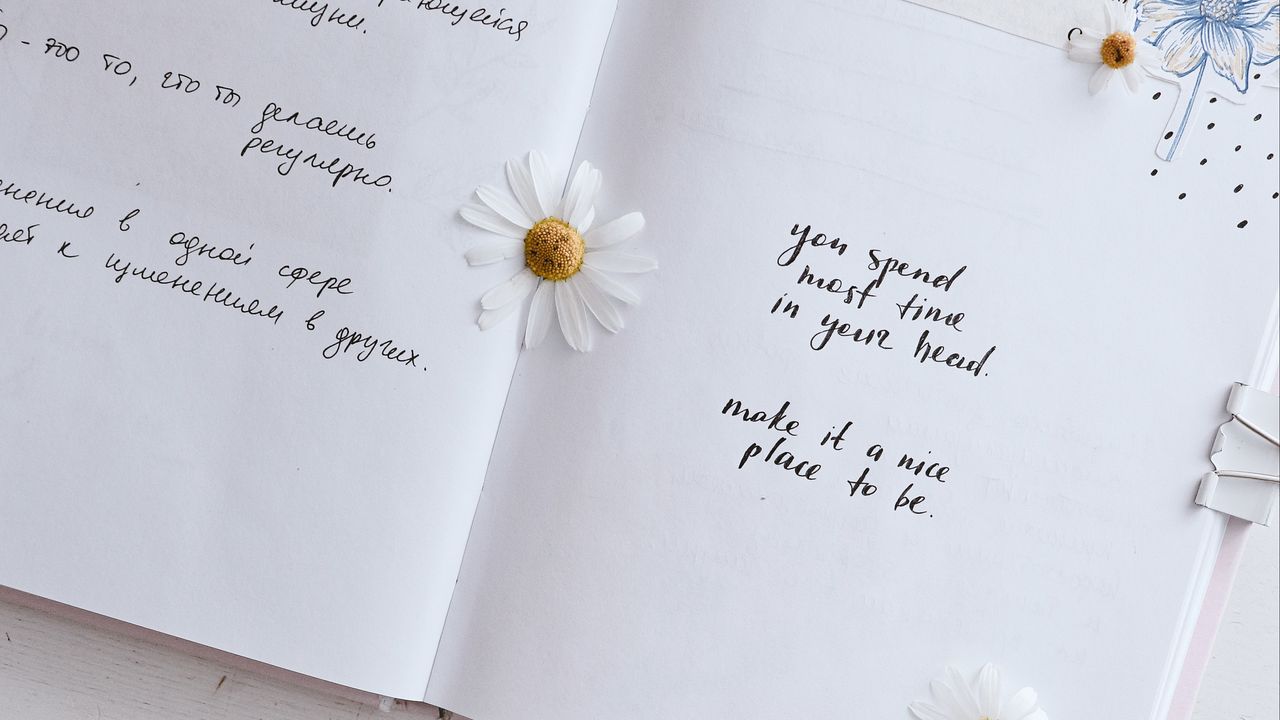 Wallpaper notebook, quotes, inscriptions, phrases, flowers