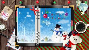 Preview wallpaper notebook, snowmen, table, coffee, snowflakes, holiday, christmas, toys