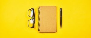 Preview wallpaper notepad, glasses, yellow