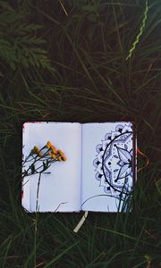 Preview wallpaper notepad, patterns, flowers, grass