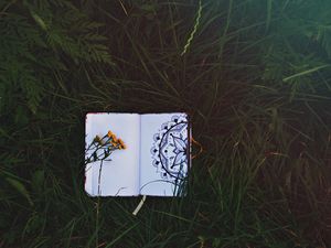 Preview wallpaper notepad, patterns, flowers, grass