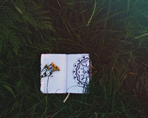 Preview wallpaper notepad, patterns, flowers, grass