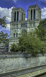 Preview wallpaper notre dame de paris, paris, france, river, building, hdr