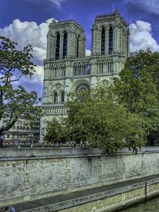 Preview wallpaper notre dame de paris, paris, france, river, building, hdr