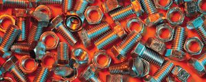 Preview wallpaper nuts, bolts, metal, orange background