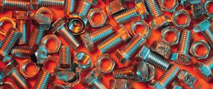 Preview wallpaper nuts, bolts, metal, orange background