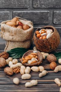 Preview wallpaper nuts, hazelnuts, walnuts, peanuts, shells