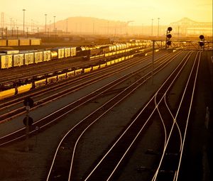 Preview wallpaper oakland, california, railroad, sunset