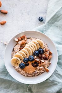 Preview wallpaper oatmeal, berries, fruits, nuts, breakfast