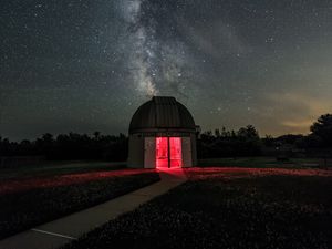 Preview wallpaper observatory, starry sky, milky way, night