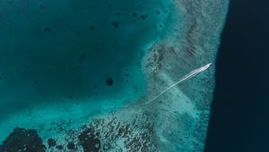 Preview wallpaper ocean, aerial view, boat, water