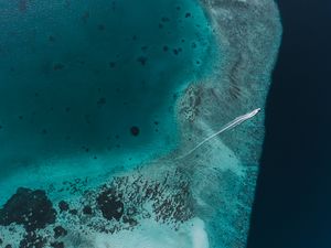 Preview wallpaper ocean, aerial view, boat, water