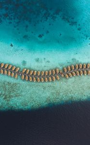 Preview wallpaper ocean, aerial view, bungalow, maldives