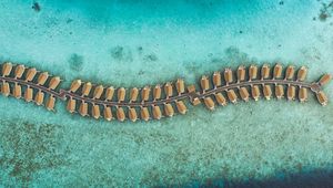 Preview wallpaper ocean, aerial view, bungalow, maldives