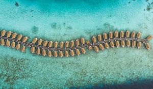 Preview wallpaper ocean, aerial view, bungalow, maldives