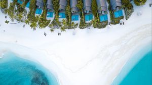Preview wallpaper ocean, aerial view, coast, maldives, sand, beach, paradise