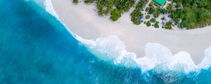 Preview wallpaper ocean, aerial view, palm trees, tropics, maldives