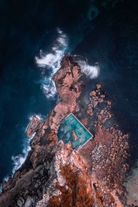 Preview wallpaper ocean, aerial view, rocks, stones