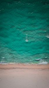 Preview wallpaper ocean, aerial view, sand, coast, wave