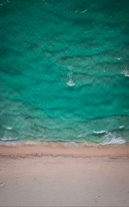 Preview wallpaper ocean, aerial view, sand, coast, wave