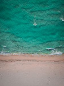 Preview wallpaper ocean, aerial view, sand, coast, wave