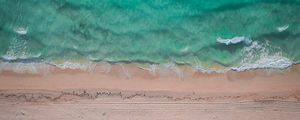 Preview wallpaper ocean, aerial view, sand, coast, wave