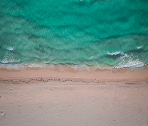 Preview wallpaper ocean, aerial view, sand, coast, wave