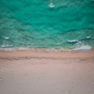 Preview wallpaper ocean, aerial view, sand, coast, wave