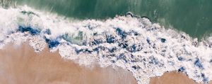 Preview wallpaper ocean, aerial view, surf, sand, wave